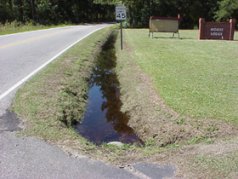 Water-filled drainage ditch